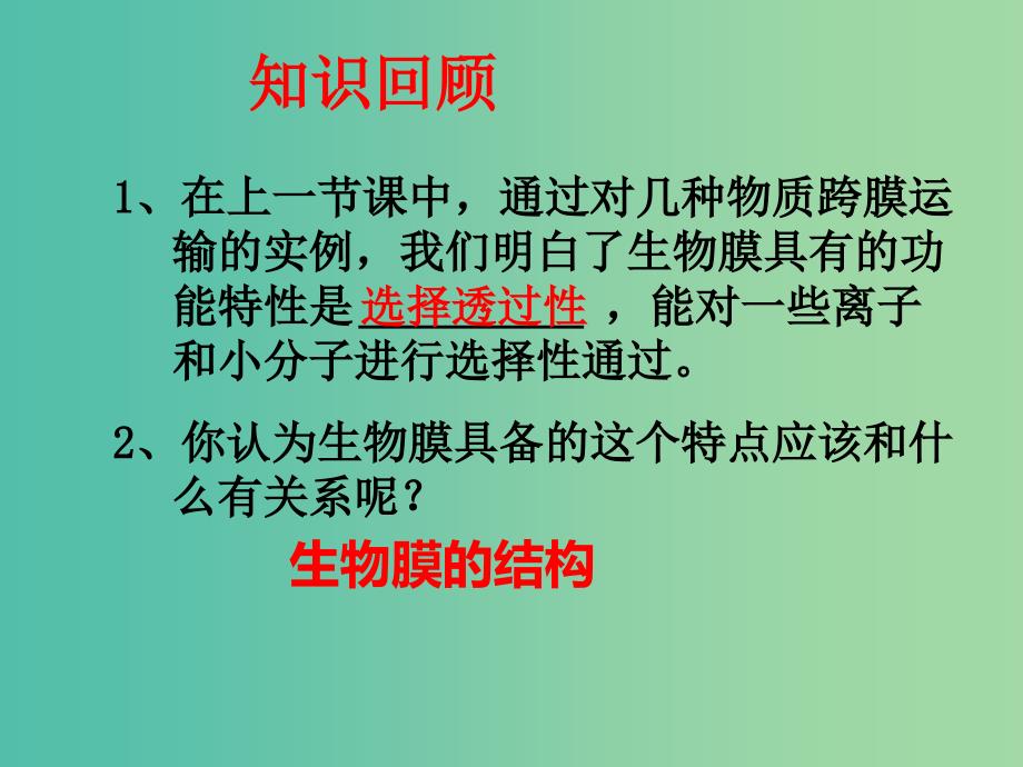 高中生物第四章细胞的物质输入和输出4.2生物膜的流动镶嵌模型课件1新人教版.ppt_第2页