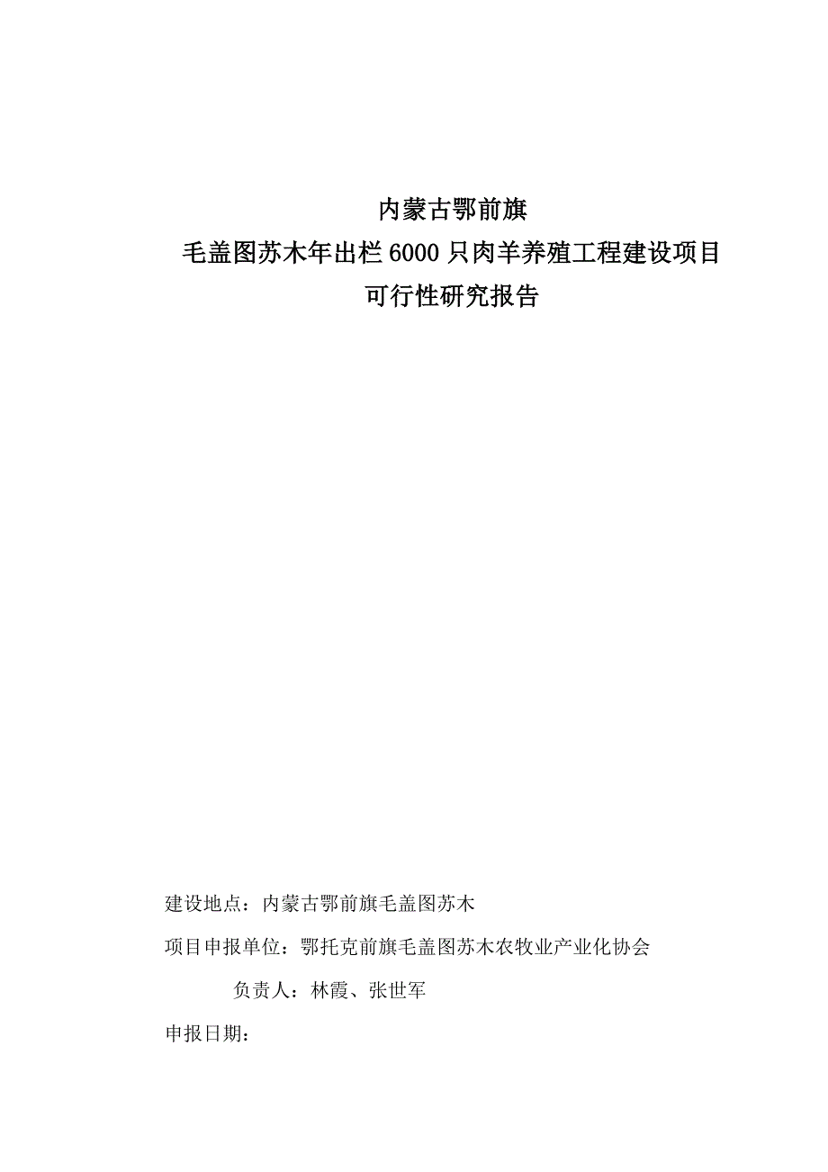 年出栏6000只肉羊养殖工程建设项目可研建议书.doc_第1页