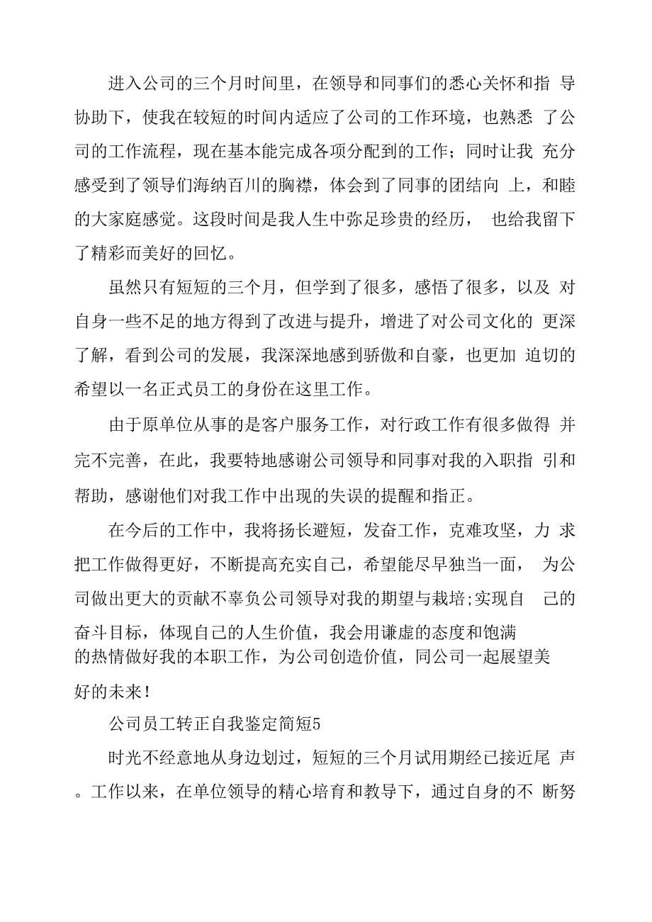 公司员工转正自我鉴定简短_第5页