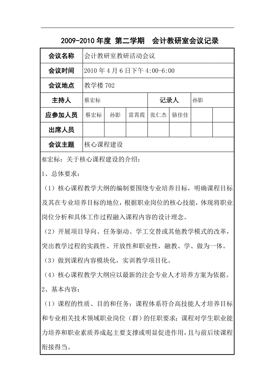 2009-2010年度第二学期会计教研室会议记录 - 南华工商学院--省高职 ....doc_第3页