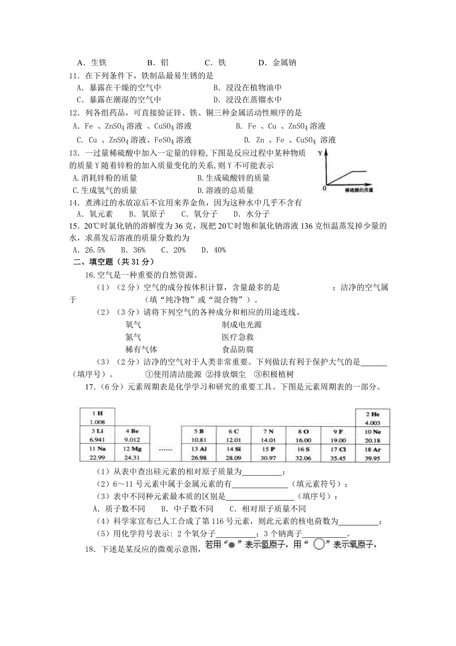 琼州学院附中初三化学09-10年度期末考试试卷.doc_第2页