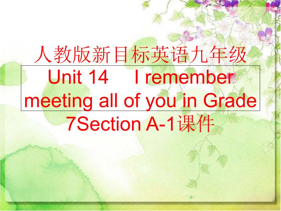 【精品】人教版新目标英语九年级Unit 14 　I remember meeting all of you in Grade 7Section A-1课件（可编辑）_第1页