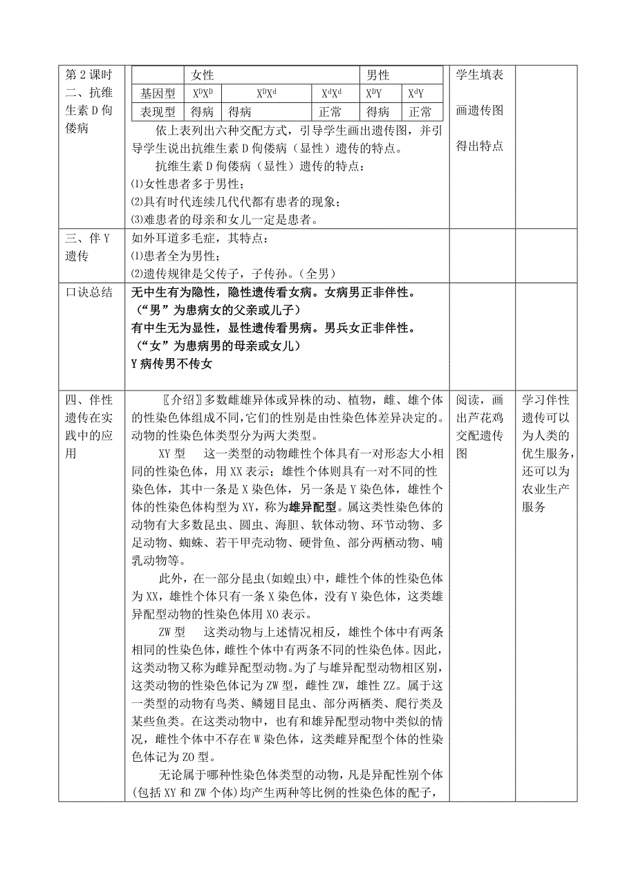 高中生物《伴性遗传》教案2新人教版必修2_第3页