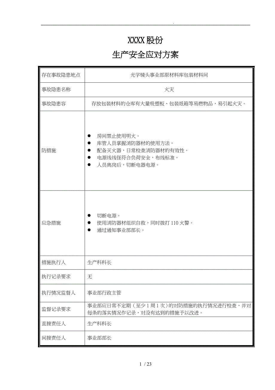 生產安全應急計劃書_第1页