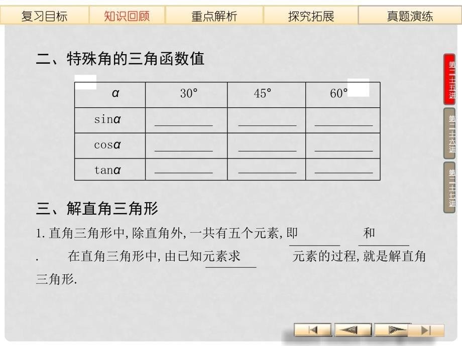 中考数学总复习 锐角三角函数（知识回顾+重点解析+探究拓展+真题演练）课件 新人教版_第5页