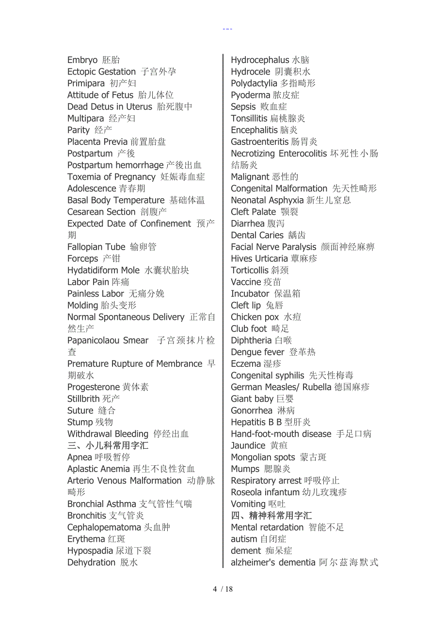 医学专业英语词汇大全_第4页
