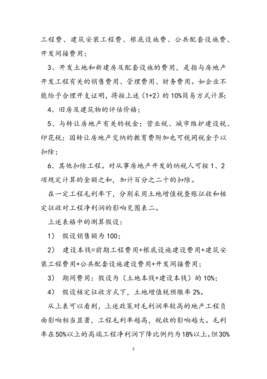 2023年土地增值税查账征收对房地产行业的影响土地增值税查账征收.docx_第2页