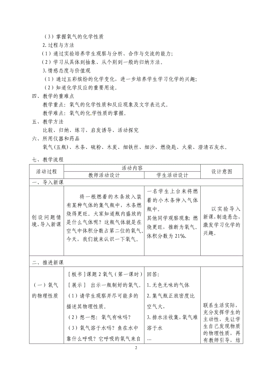 &#167;22《氧气》教学设计（第一课时）_第2页