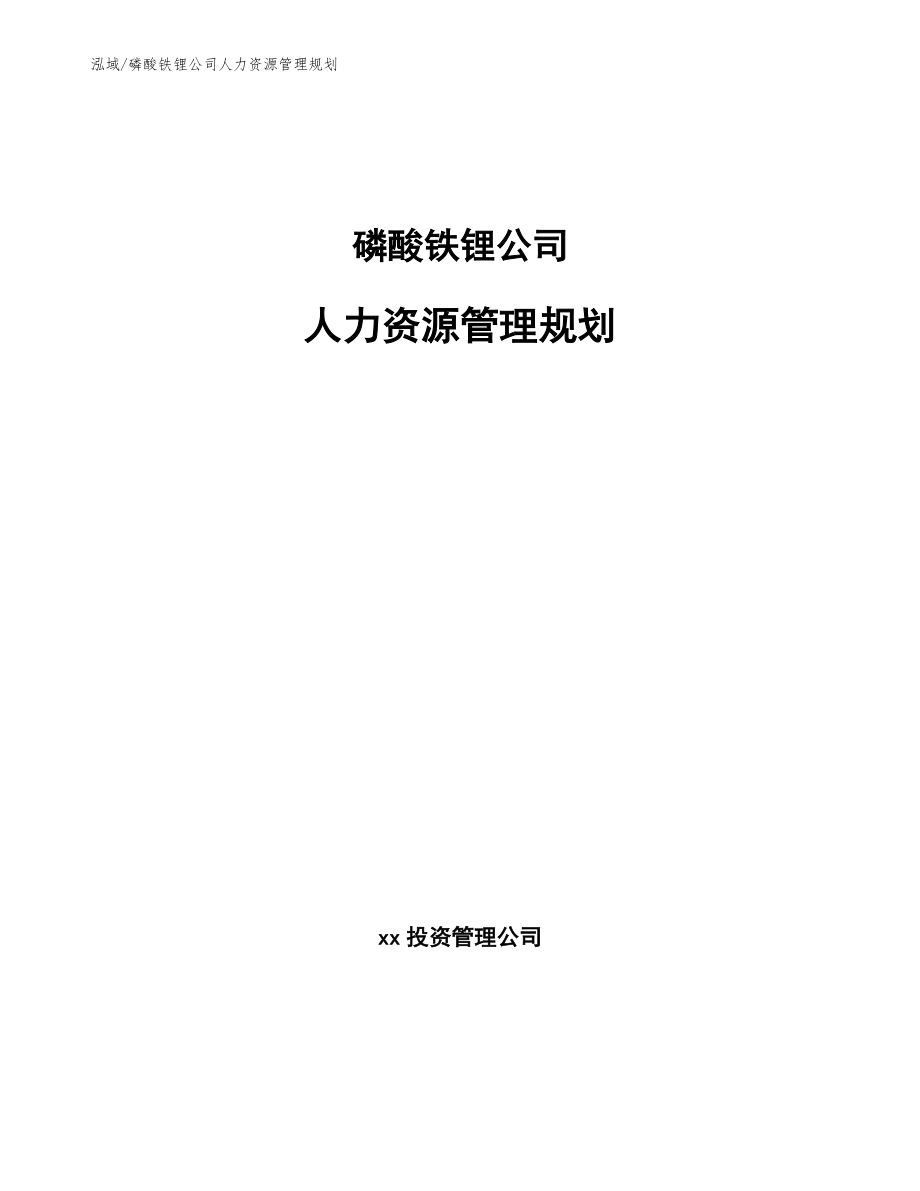 磷酸铁锂公司人力资源管理规划_第1页