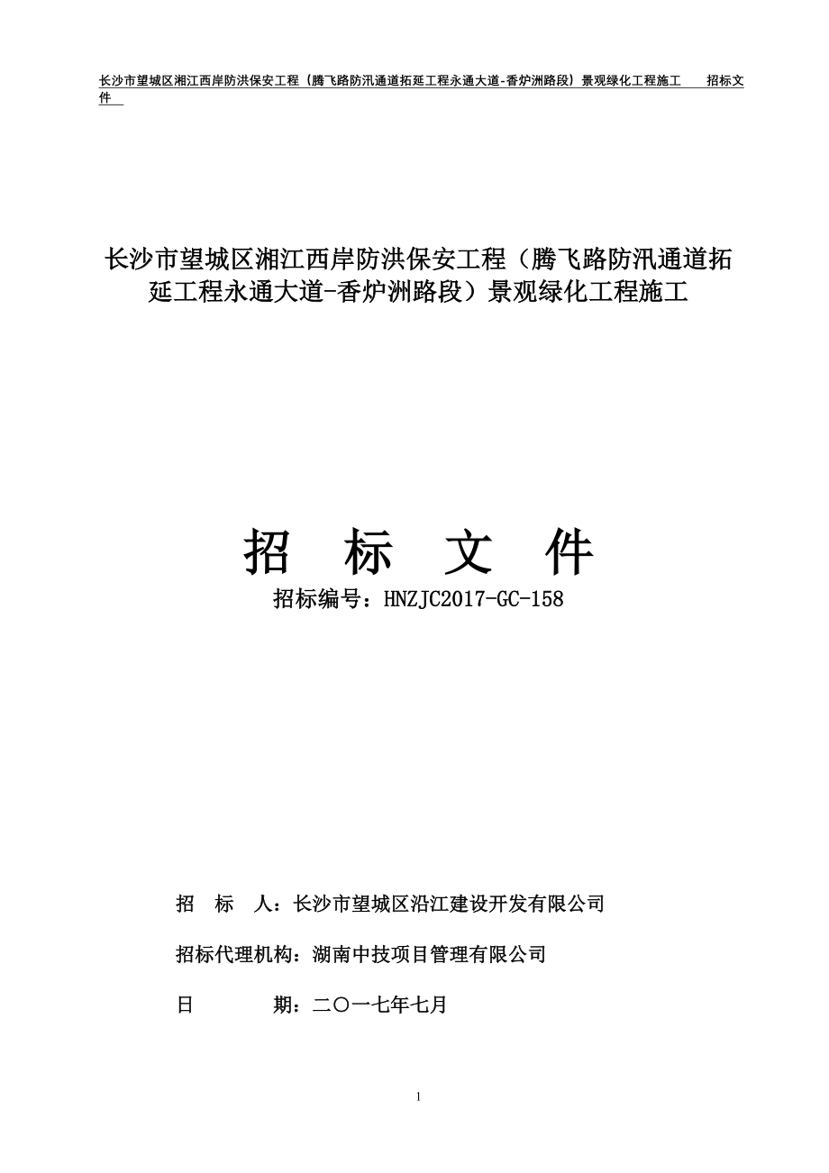 长沙市望城区湘江西岸防洪保安工程腾飞路防汛通道拓延工_第1页