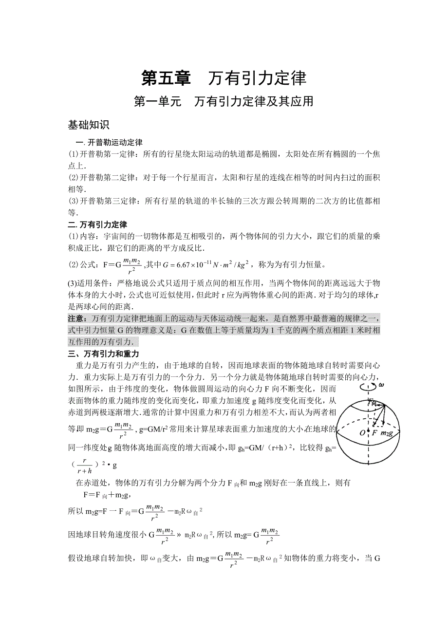 万有引力定律_知识点_例题详解(1)_第1页