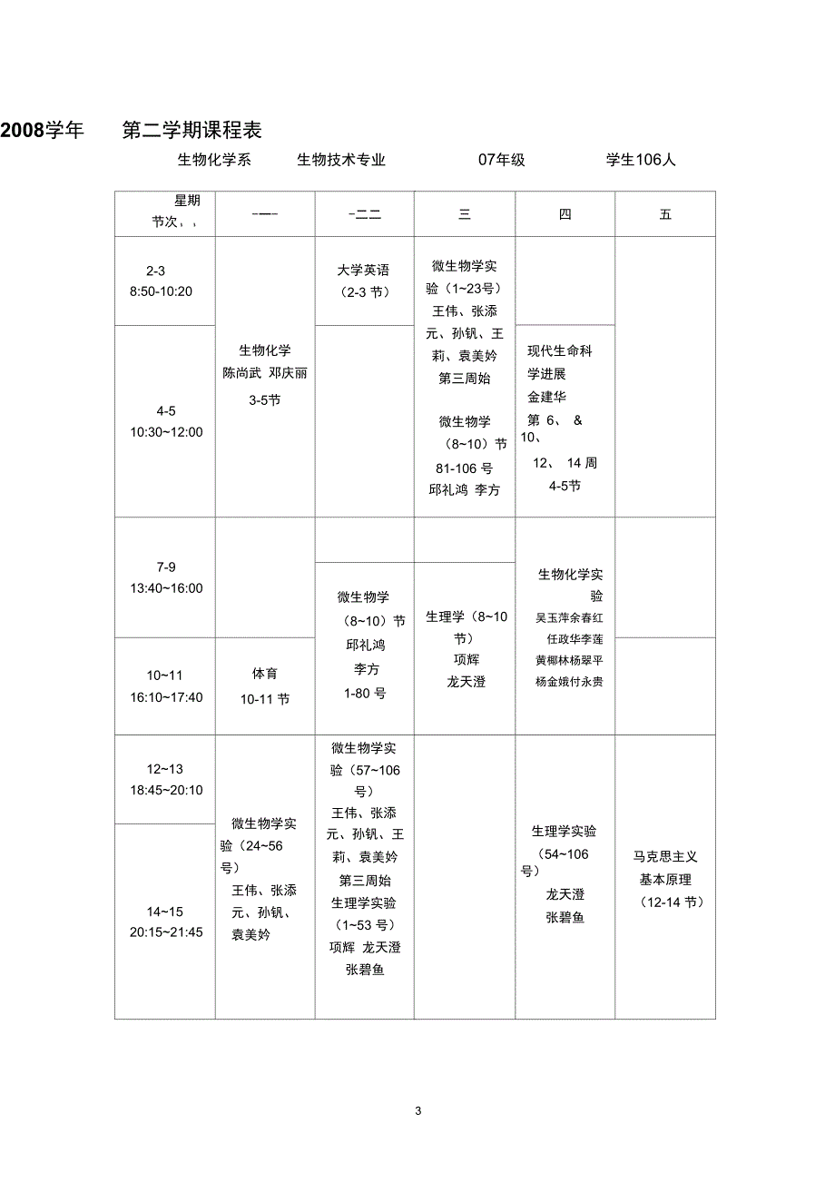 2008学年第二学期课程表(精)_第3页