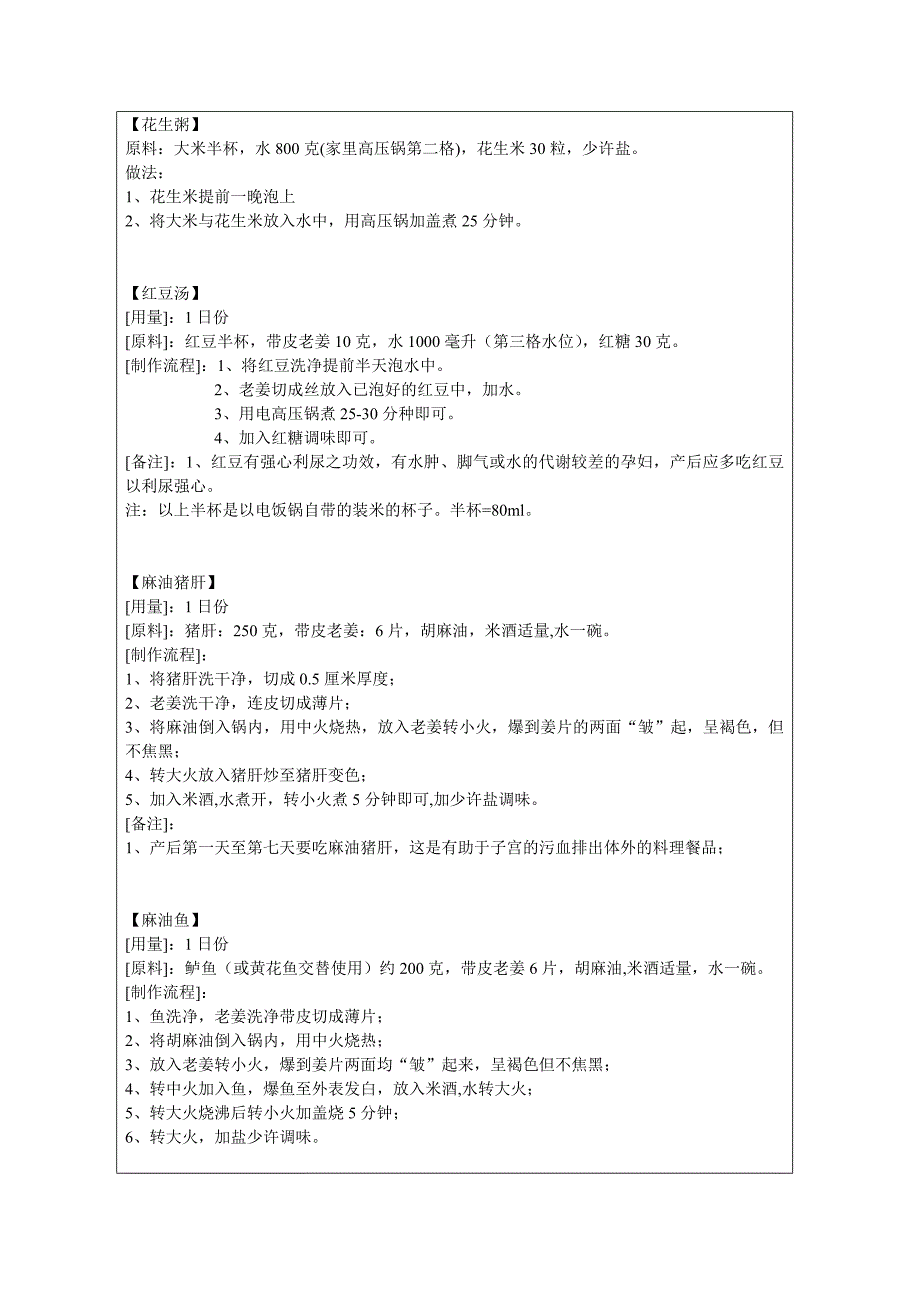 月子食谱安排表_第2页