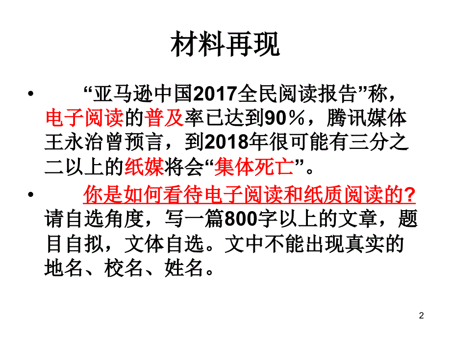 电子阅读纸质阅读作文讲评ppt课件_第2页