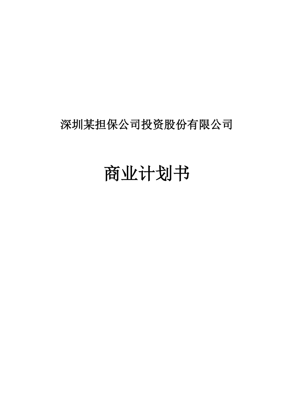 深圳某大型投资担保公司创办商业计划书_第1页