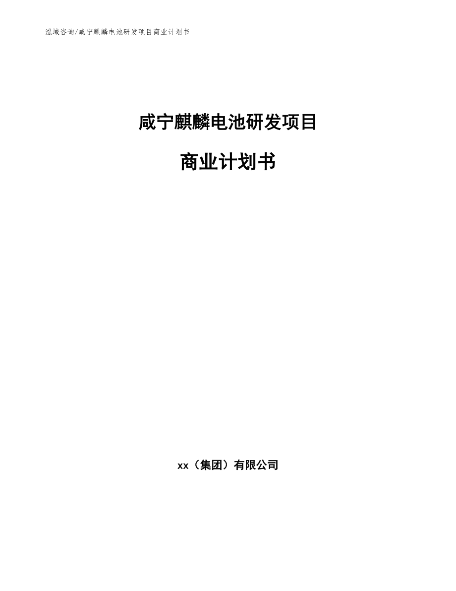 咸宁麒麟电池研发项目商业计划书_第1页