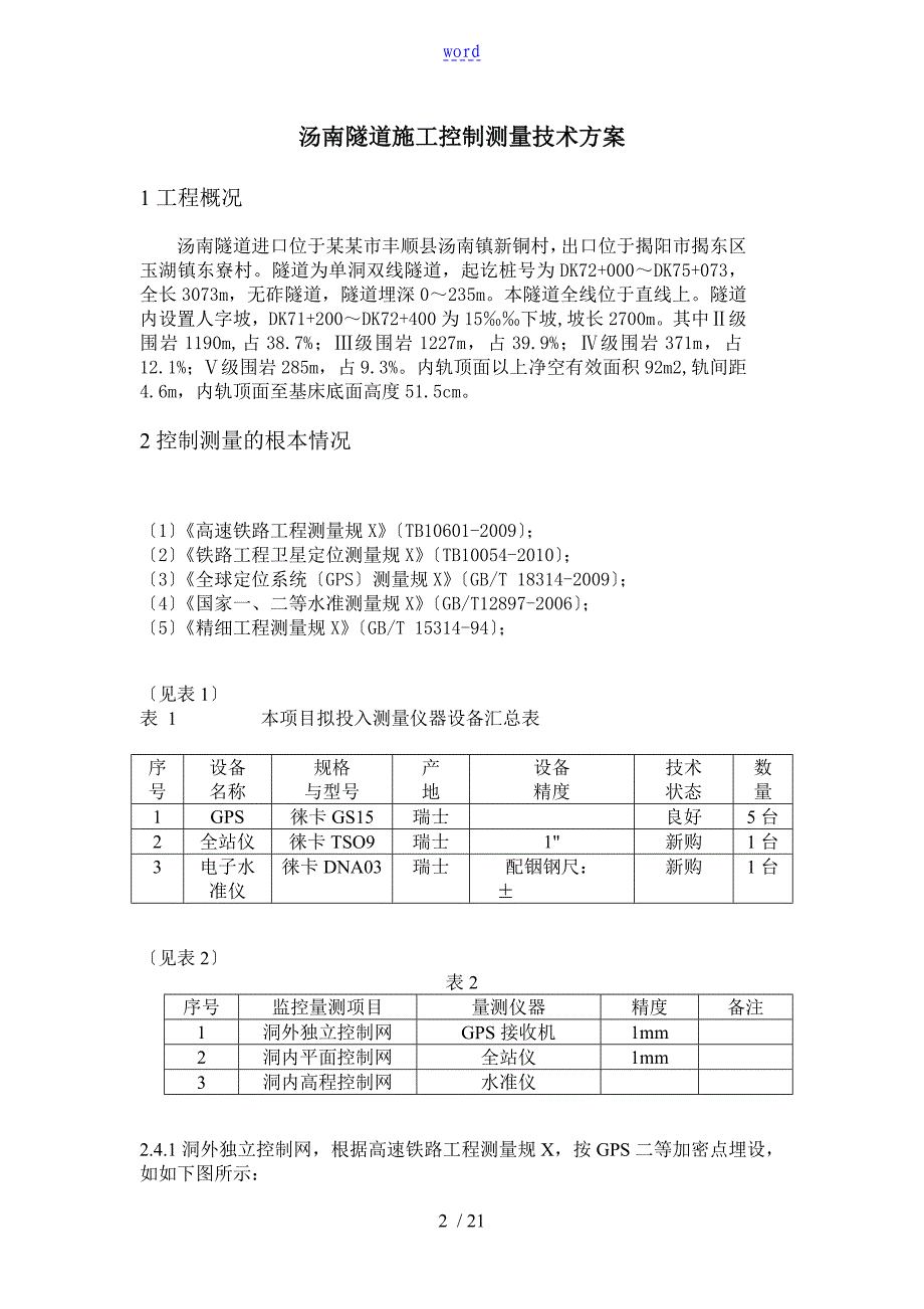 隧道施工控制测量技术方案设计_第2页