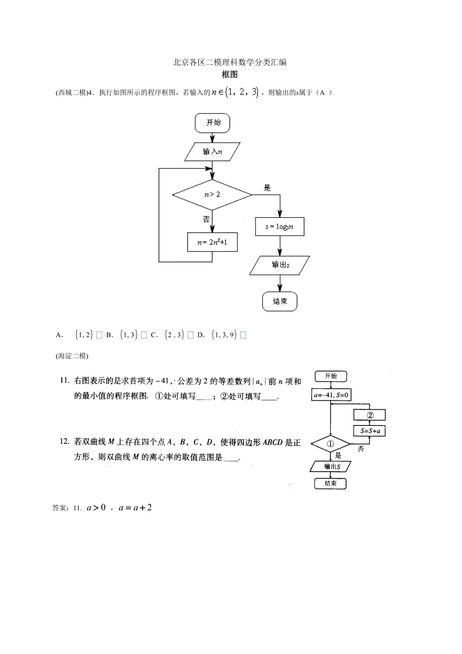 新版北京各区高三二模理科数学分类汇编框图_第1页