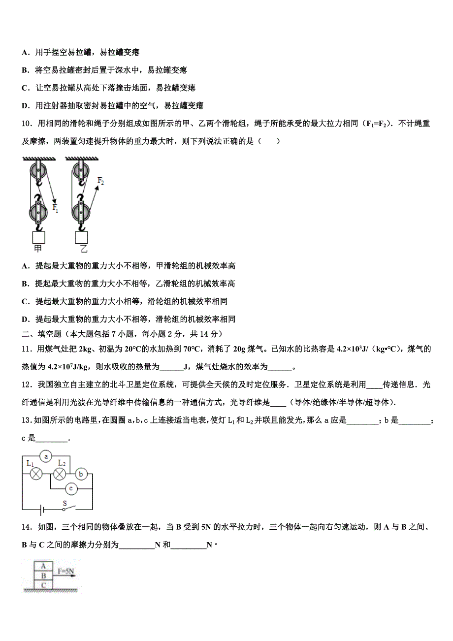 2023年云南省临沧市名校中考物理考试模拟冲刺卷（含答案解析）.doc_第3页