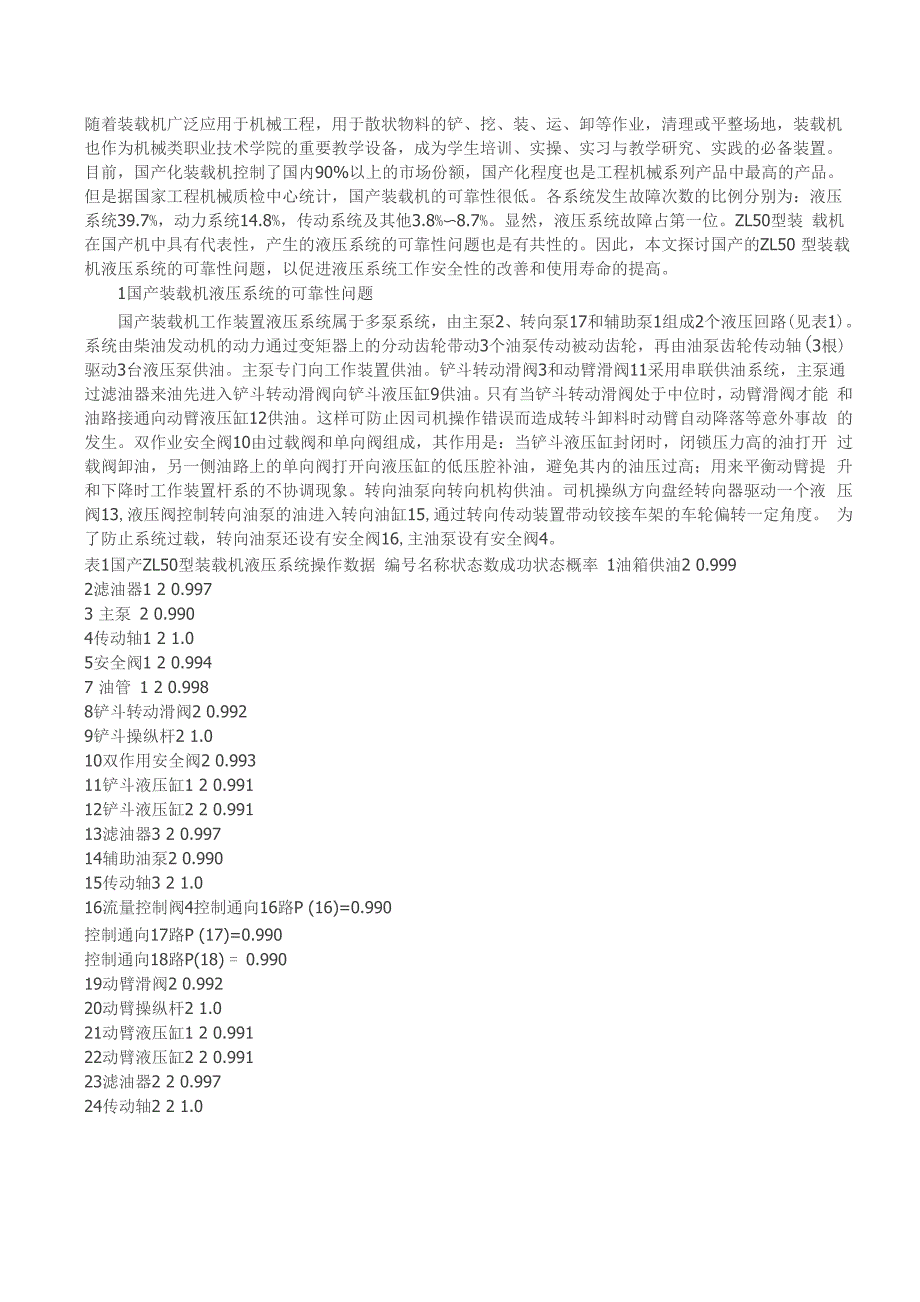可靠性对于液压系统来说的重要程度_第1页