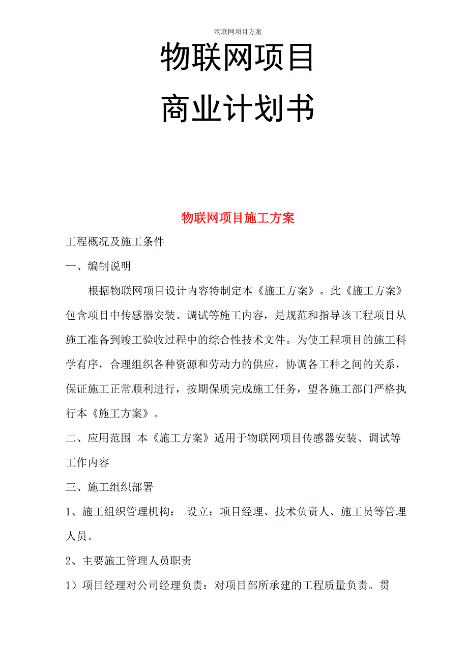 物联网项目施工方案详细_第1页