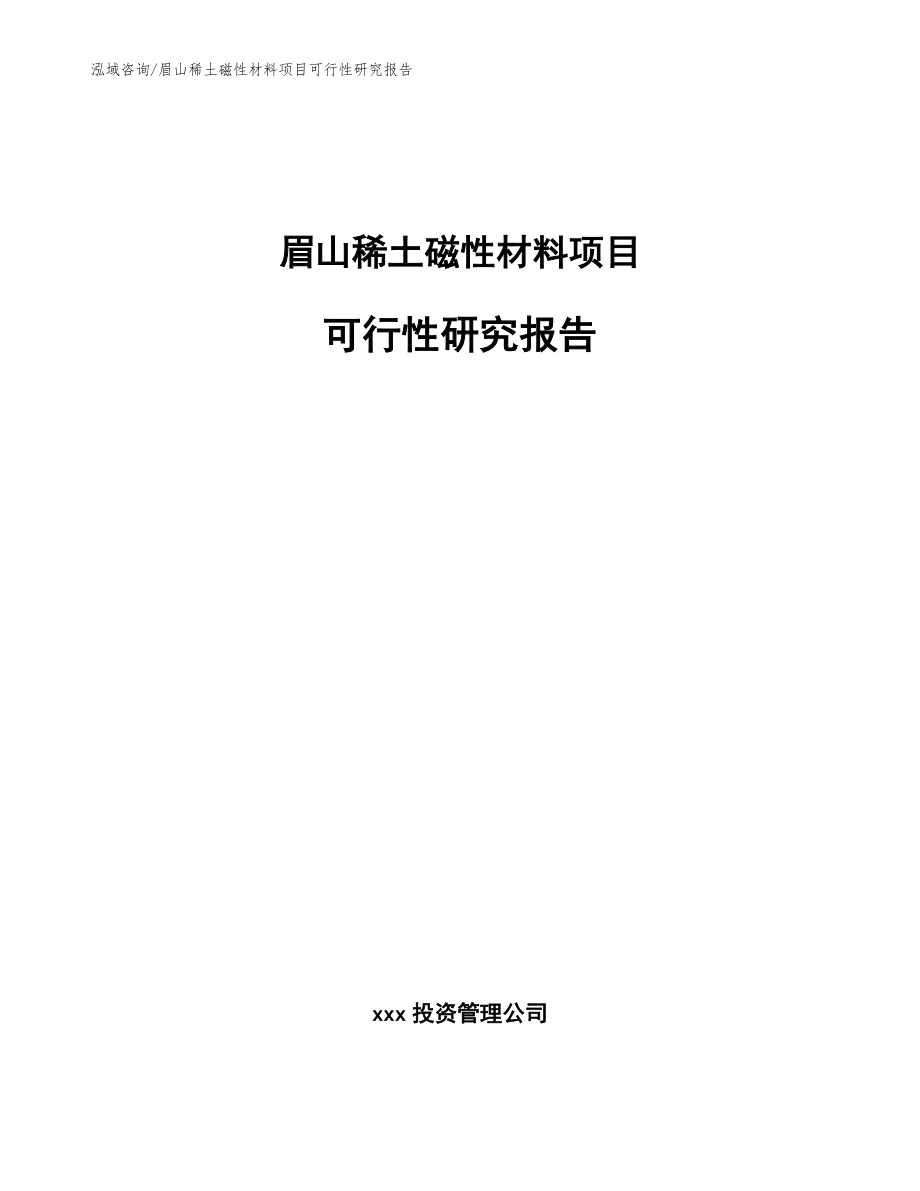 眉山稀土磁性材料项目可行性研究报告模板_第1页