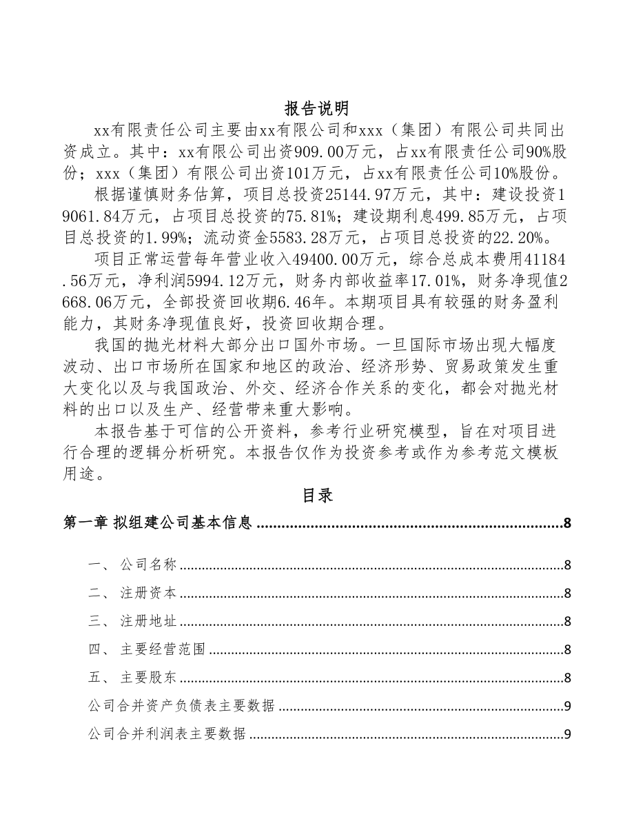 贵州关于成立抛光材料公司可行性研究报告(DOC 84页)_第2页