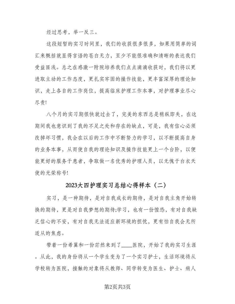 2023大四护理实习总结心得样本（二篇）.doc_第2页