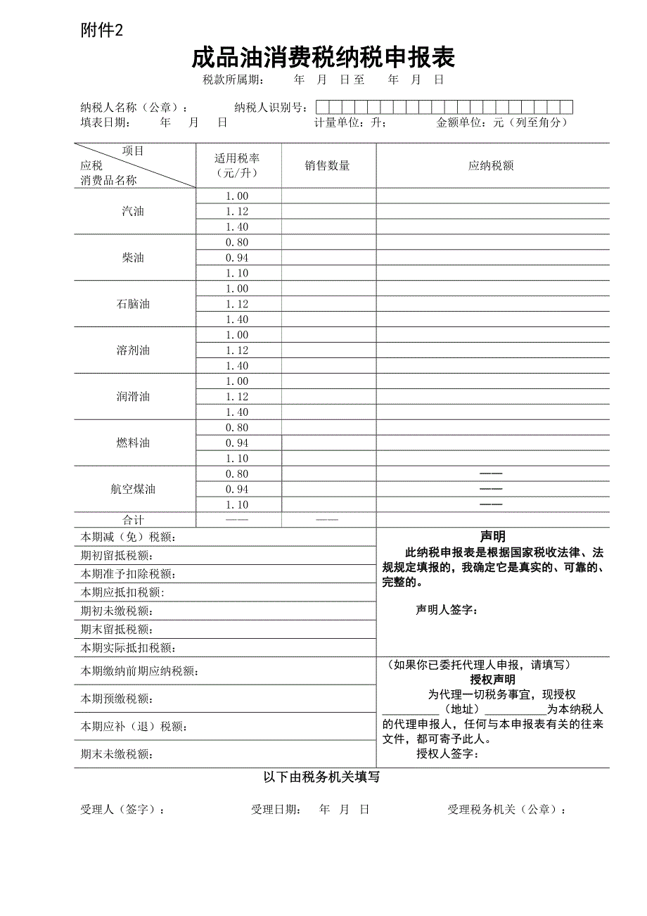 新成品油消费税纳税申报表_第1页