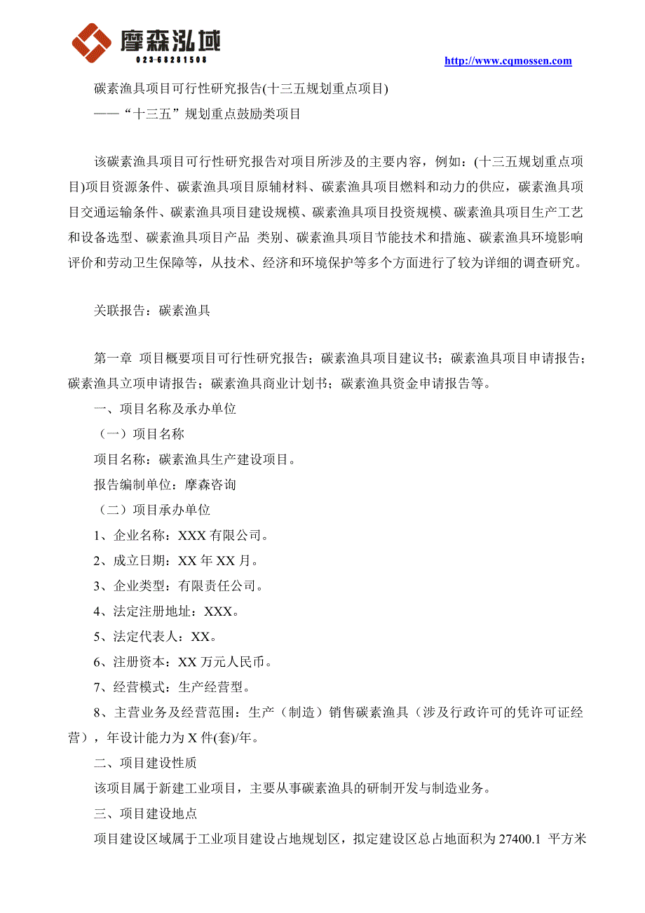 碳素渔具项目可行性研究报告(十三五规划重点项目)_第1页