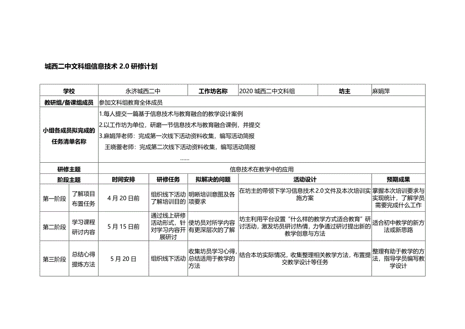 2020城西二中培训团队信息技术20计划.docx_第3页