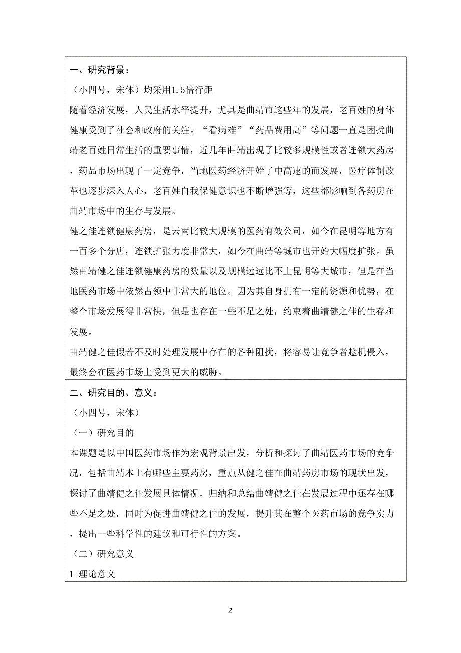 XS5668-开题：浅析曲靖健之佳连锁健康药房的发展现状及改进措施.docx_第2页