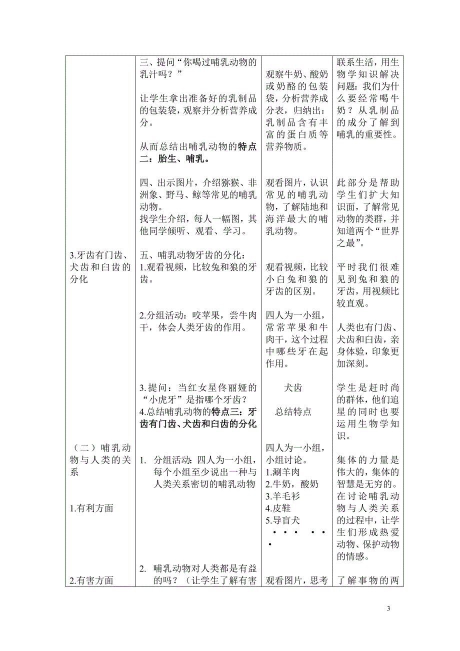 哺乳动物教学设计_第3页