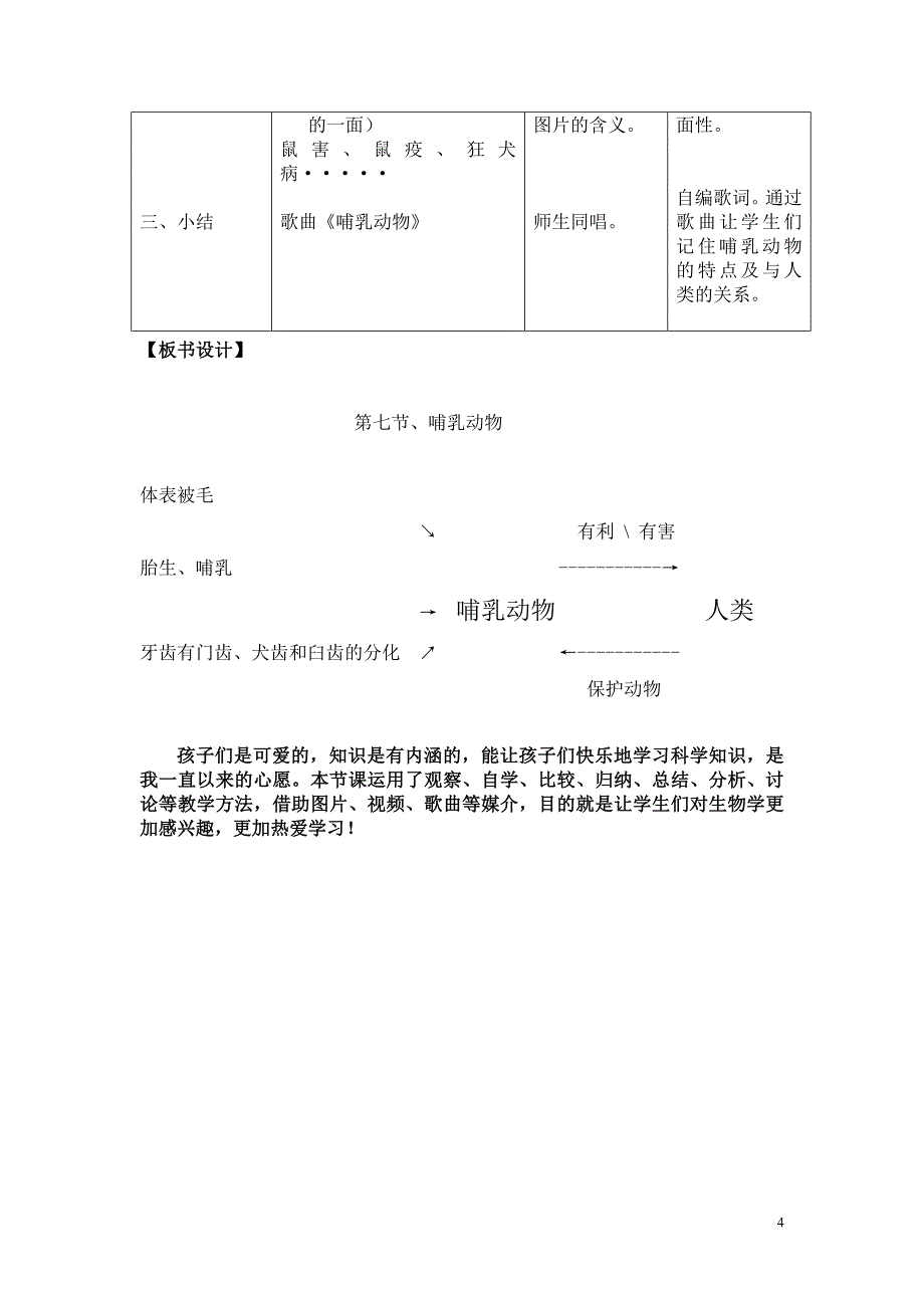 哺乳动物教学设计_第4页