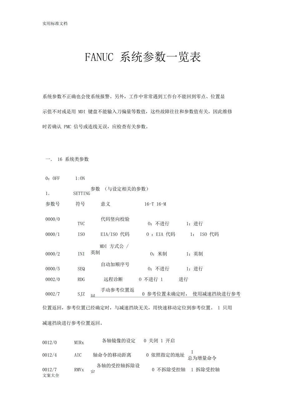 FANUC数控全参数一览表_第1页