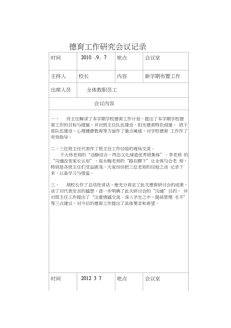 德育工作研究会议记录_第1页