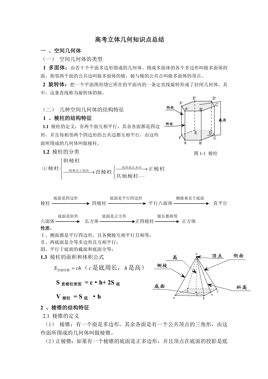 高考立体几何知识点总结(详细)_第1页