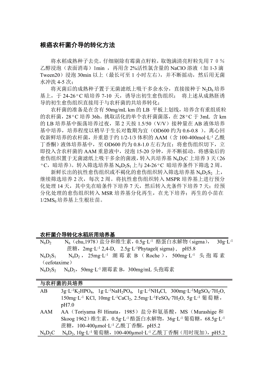 水稻转基因方法及培养基配放个.doc_第1页