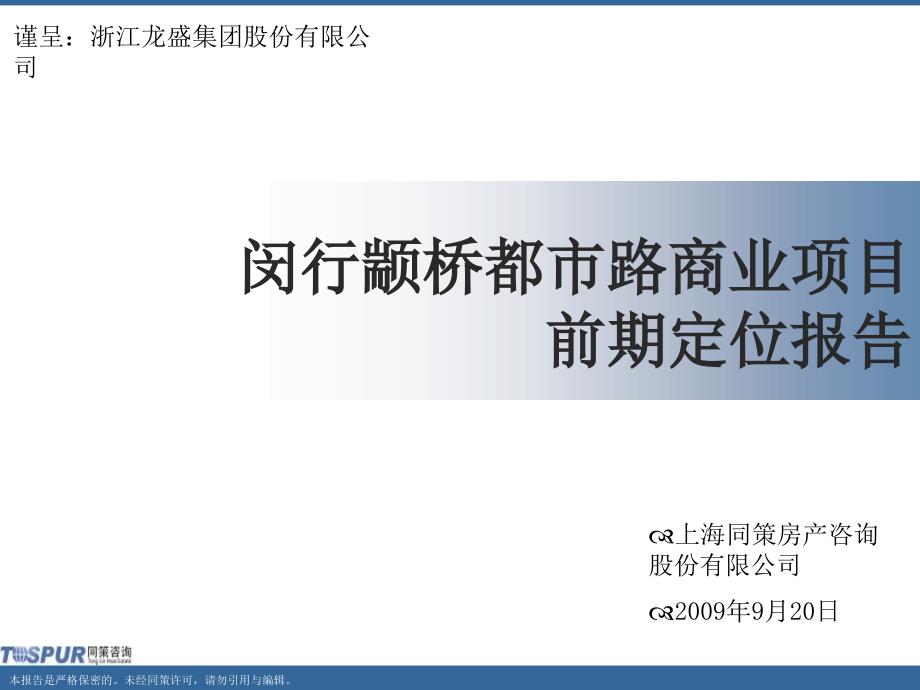 上海同策闵行颛桥都市路商业项目前期定位报告172P一_第1页