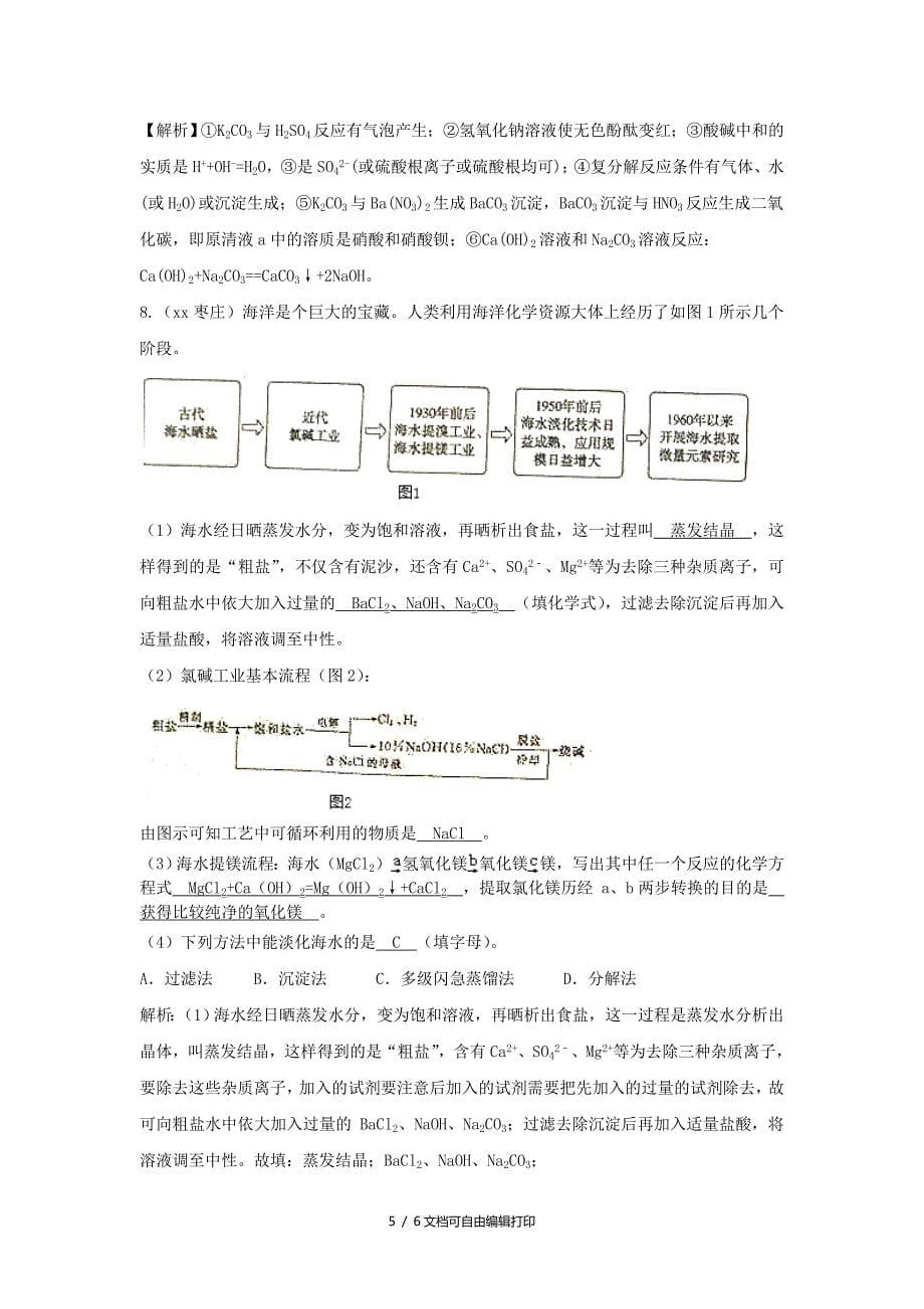 中考化学真题分类汇编 专题分类 酸碱盐综合专项训练（含解析）_第5页