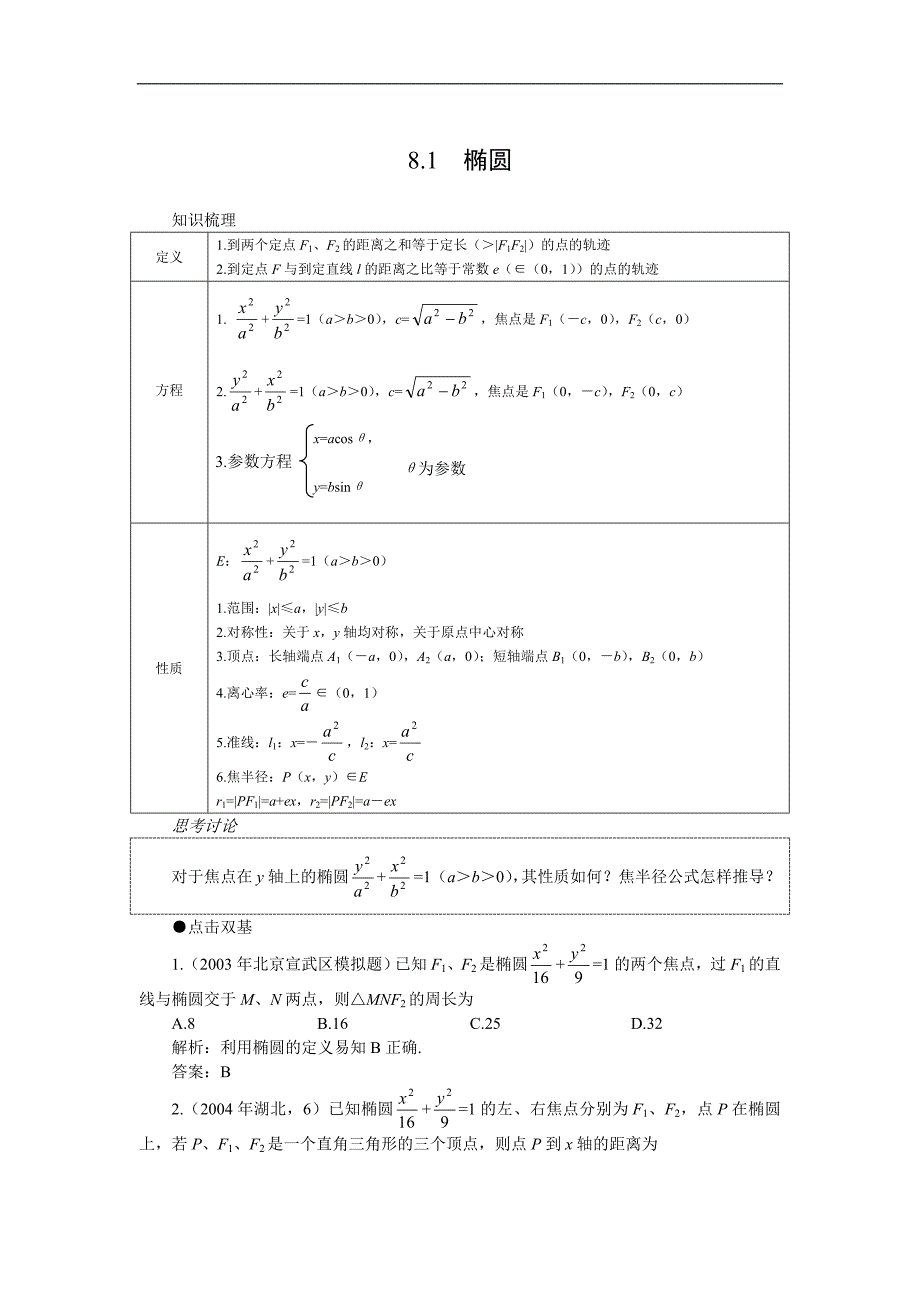 高考第一轮复习数学：8.1椭圆.doc_第3页