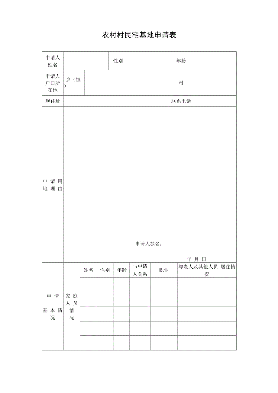 农村村民宅基地申请表_第1页