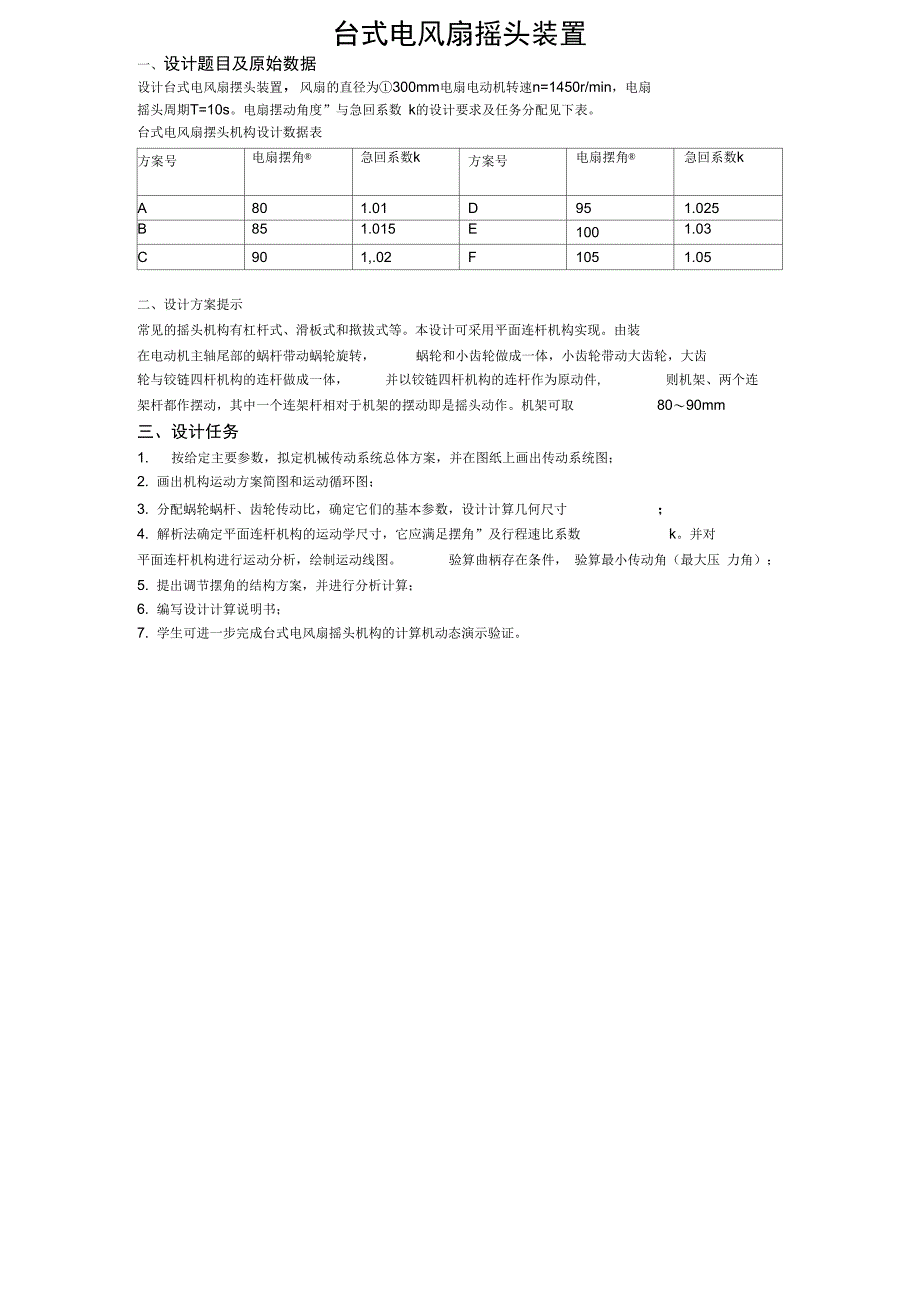 台式电风扇摇头装置报告材料_第2页