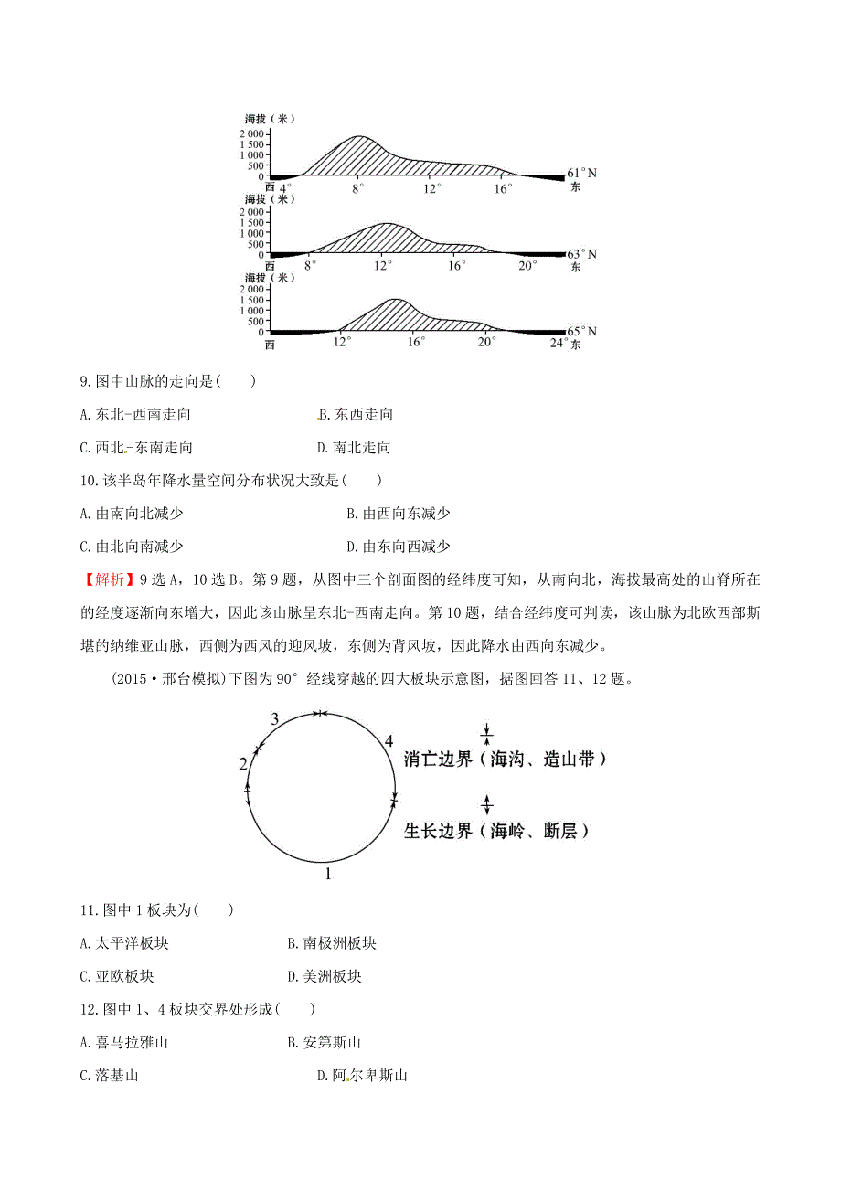 高考地理一轮复习 区域地理 课时提升作业三2.3 陆地和海洋_第4页