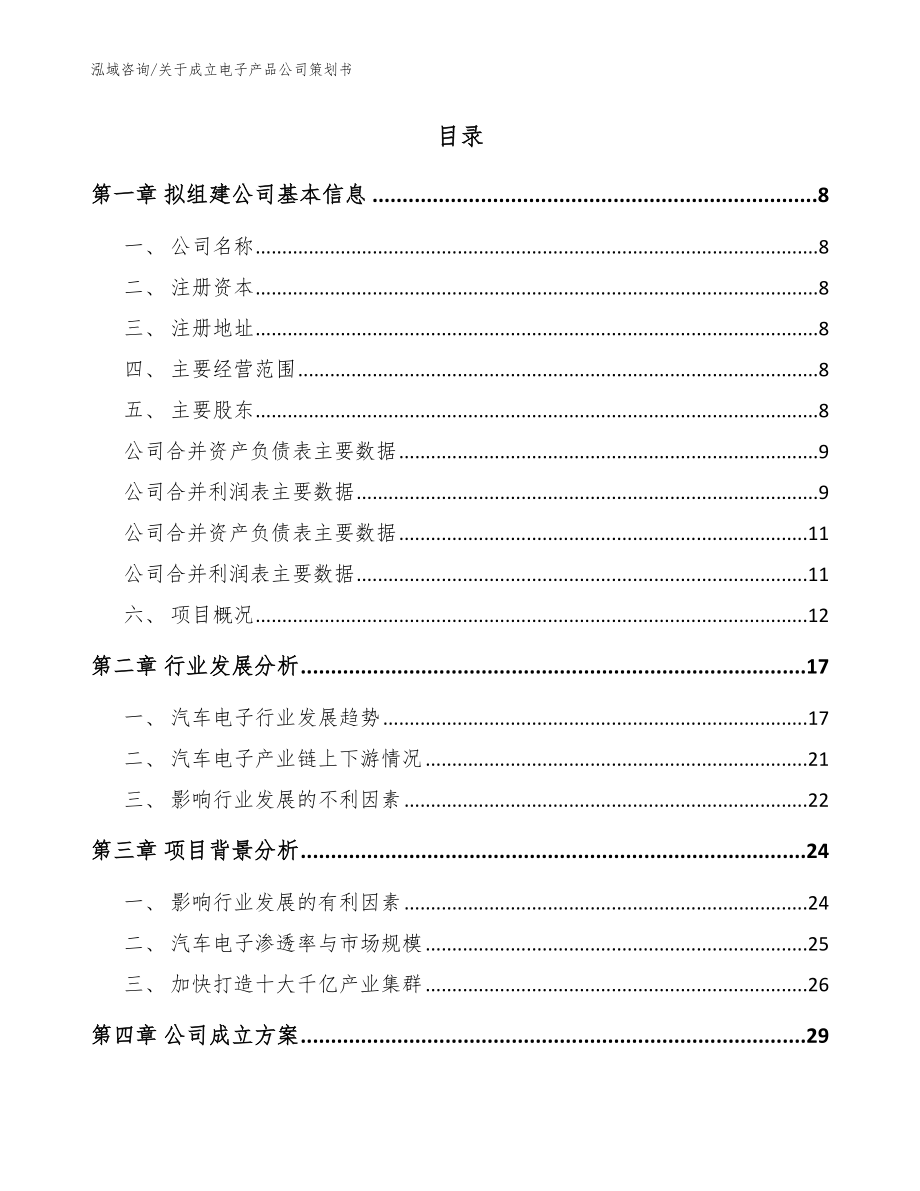 关于成立电子产品公司策划书模板范文_第2页