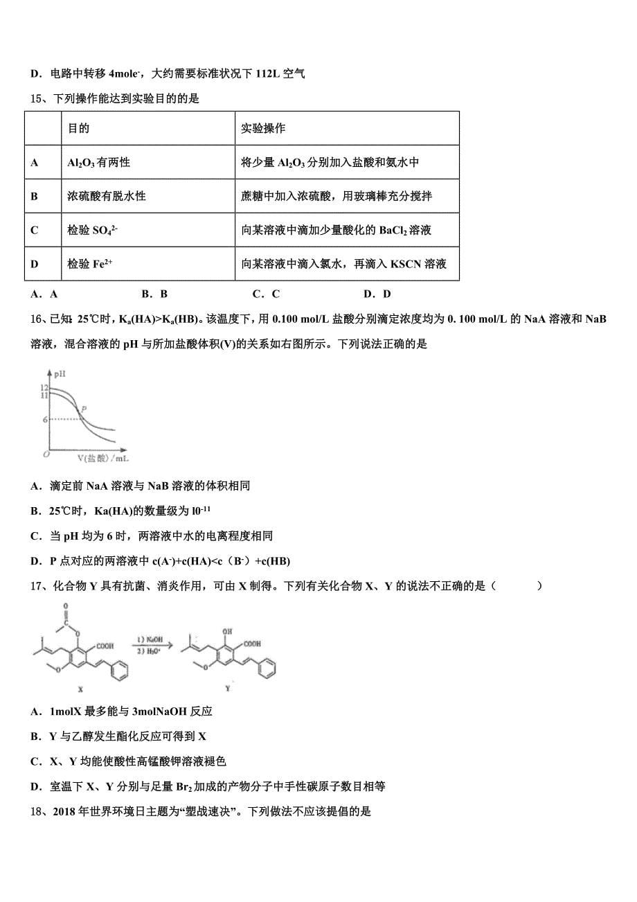 2022-2023学年陕西省商洛市丹凤中学高三压轴卷化学试卷含解析_第5页