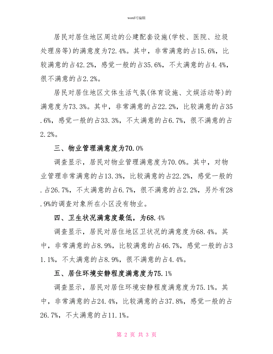 城乡居民居住环境满意度调查报告范文_第2页