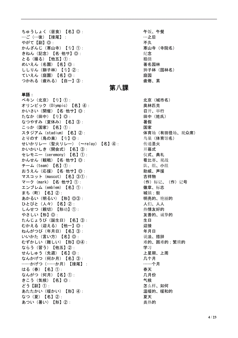 新编日语第一册修订版单词word版_第4页