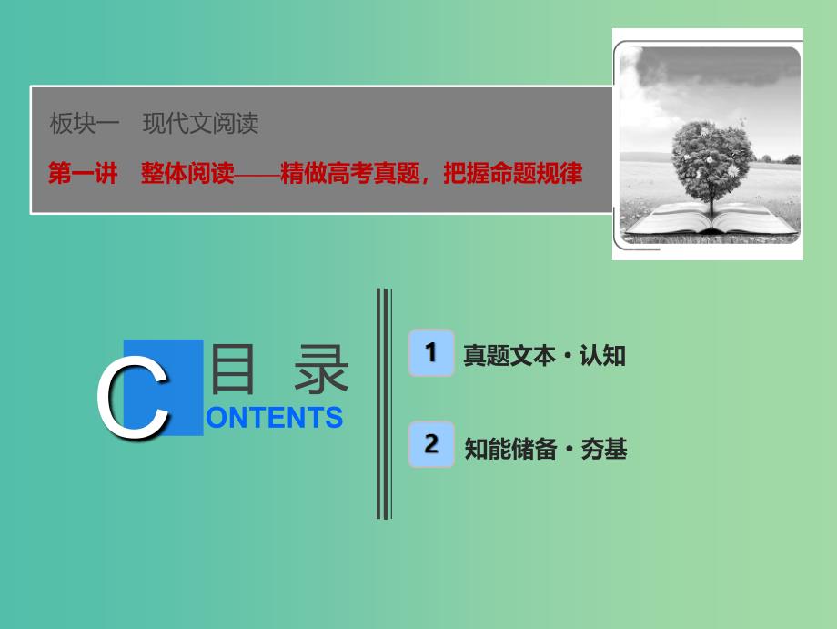 2019届高考语文一轮优化探究板块1专题5第1讲整体阅读--精做高考真题把握命题规律课件新人教版.ppt_第1页