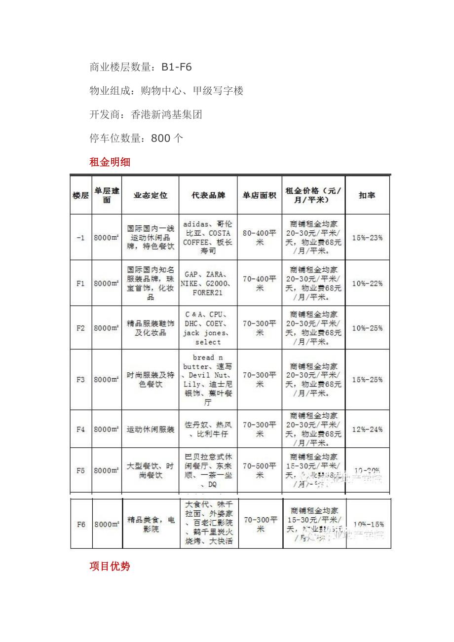 北京单大悦城等4大购物中心租金明细_第4页